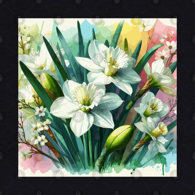 White Daffodil Flowers by Jenni Arts